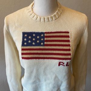 Polo by Ralph Lauren Cream American Flag Sweater